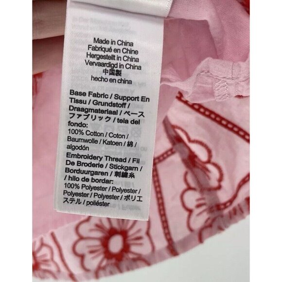 Crewcuts‎ Girls Pink & Red Floral Embroidered Puff Sleeve Lined Blouse Size XL - Picture 6 of 10